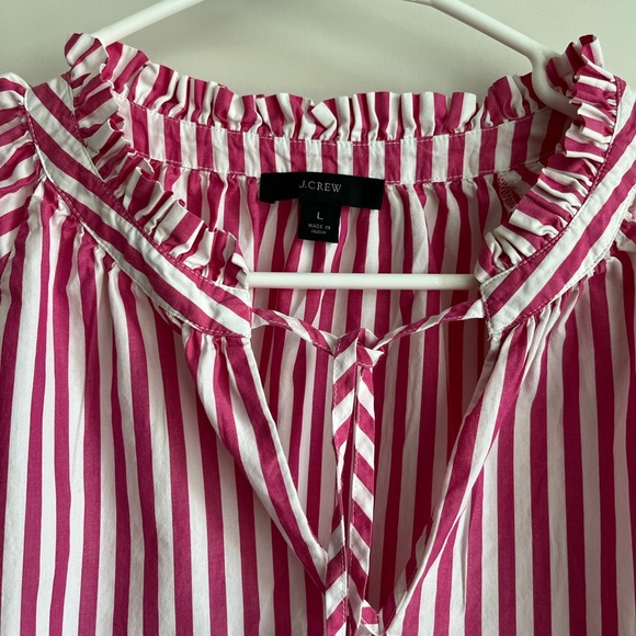 J.Crew smocked-cuff popover top in stripe - size L - Picture 2 of 3